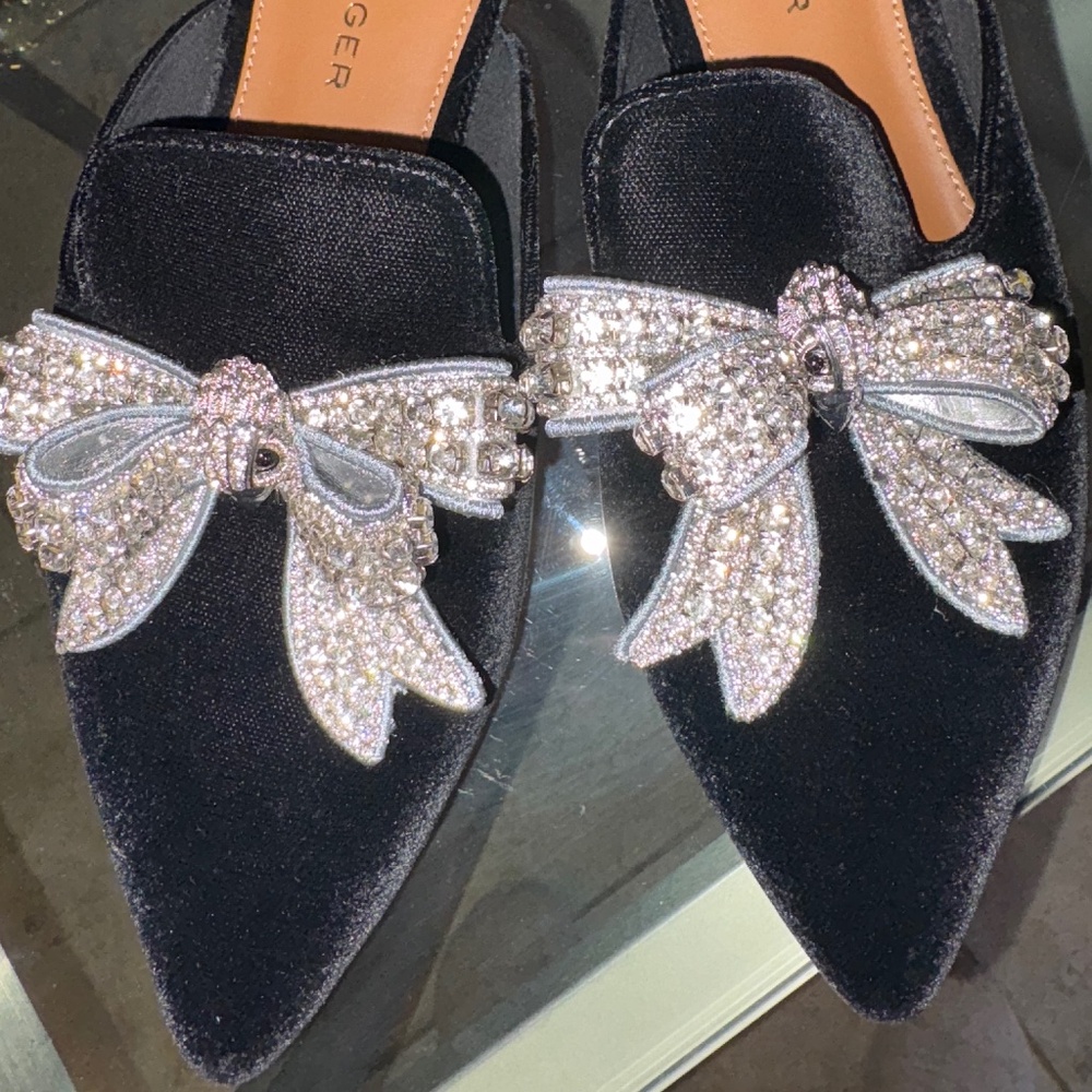 Kurt Geiger crystal bow black mules Size 40.5